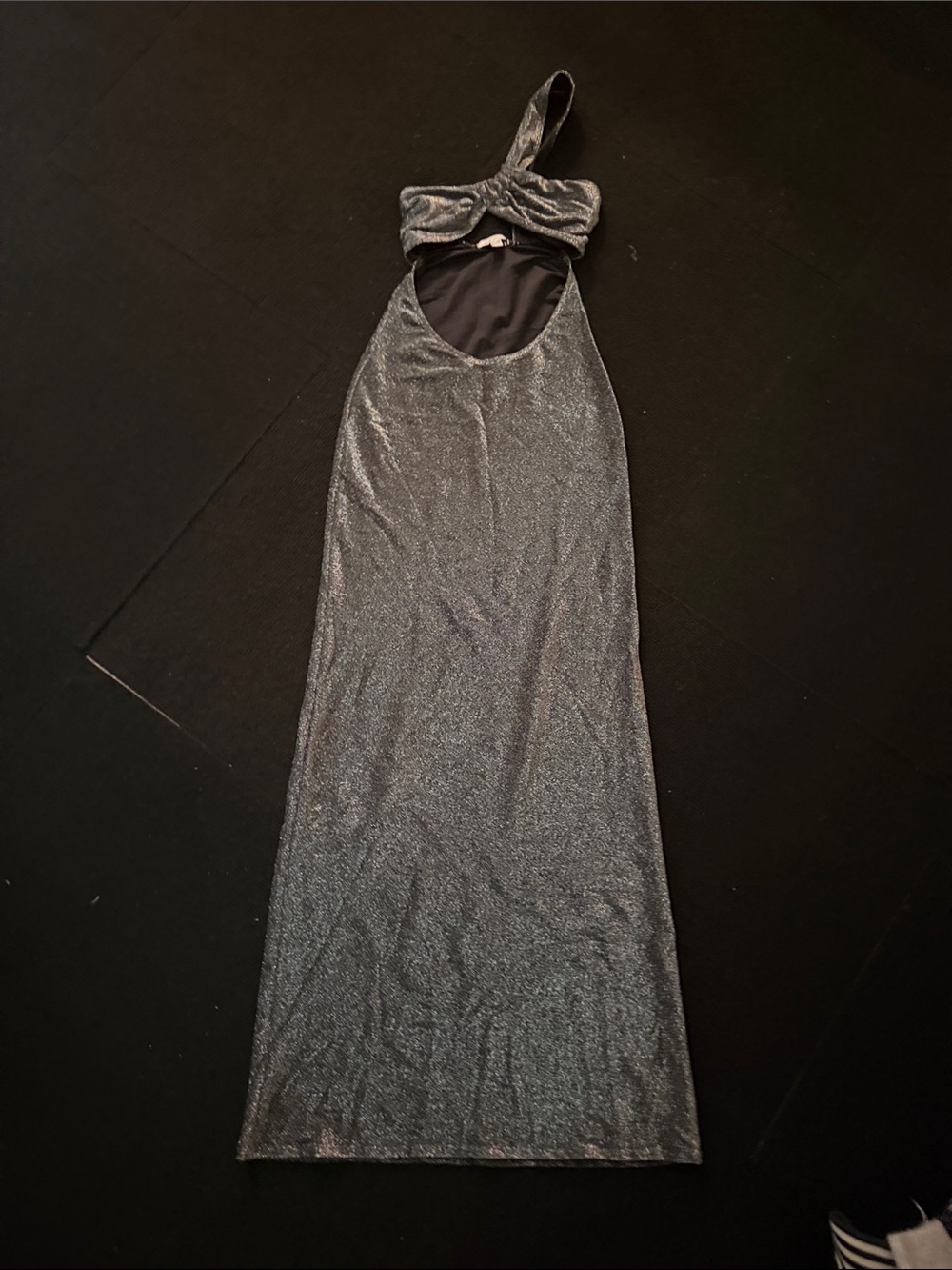 One-Shoulder Silver Metallic Dress